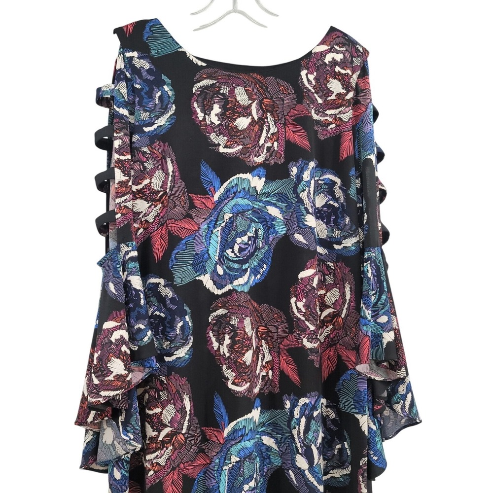 MSK‎ Women's M Retro Vintage 70s Disco Dress Flare Cuff Sleeve Hippie Boho Y2K - Picture 2 of 11